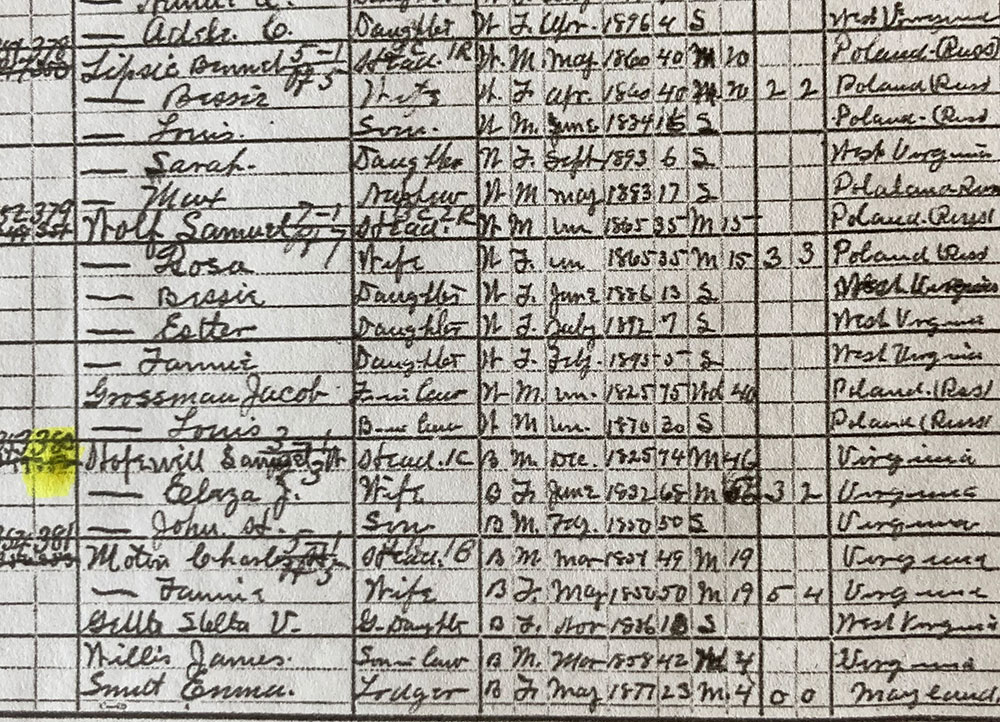 Census Record 1900 close up
